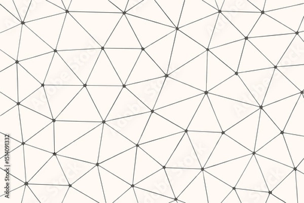 Fototapeta Seamless geometric vector pattern with connected dots and lines forming an irregular triangle grid. Abstract network connection background. Modern science technology backdrop design.