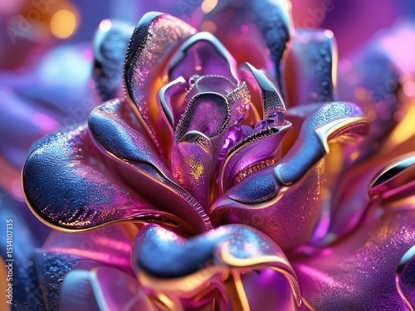Obraz Neon lilac 3d flower, decoration, close-up, 3d graphics, art design