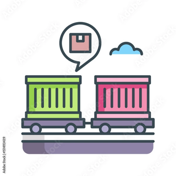 Fototapeta Freight Train with Containers