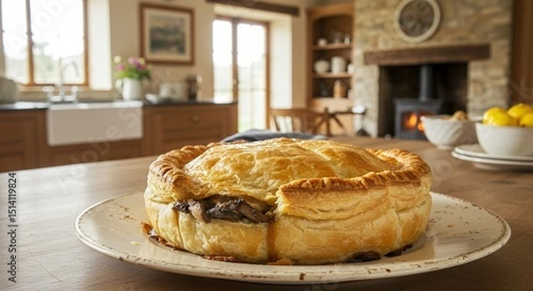 Fototapeta Savory Pie on Plate