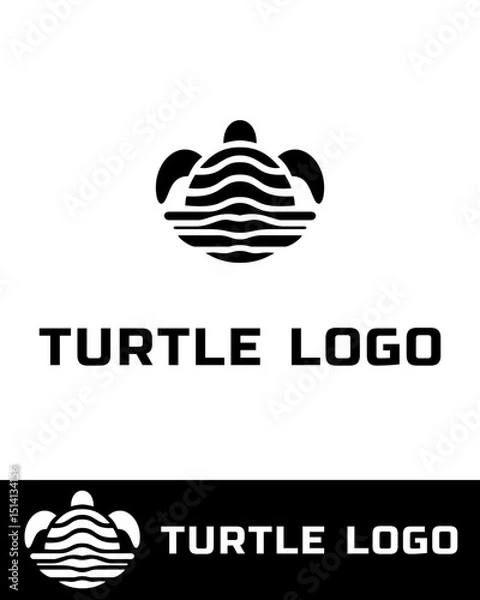 Fototapeta Modern and minimalist black turtle logo design with wave pattern