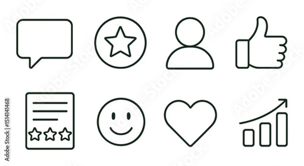 Fototapeta Customer feedback linear icons set – review, rating and satisfaction symbols