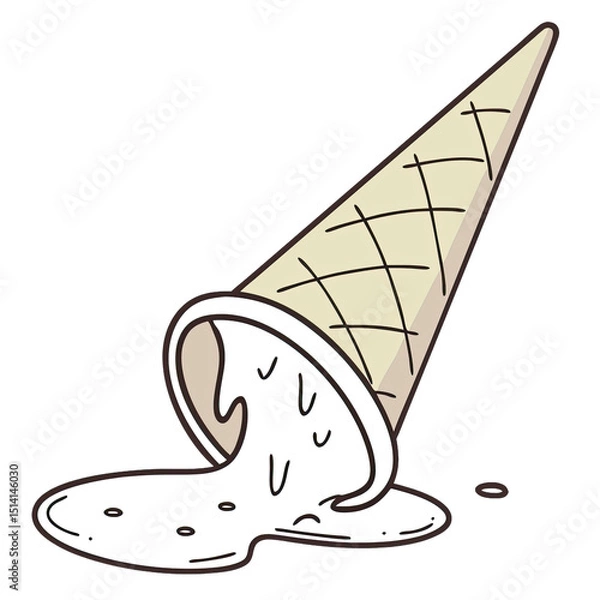 Obraz A fallen ice cream cone lies on the ground with soft serve ice cream melting around it highlighting a whimsical and messy dessert moment