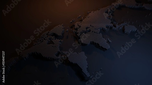 Fototapeta 3D dotted world map with modern digital globe design and futuristic abstract style