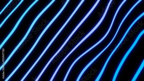 Fototapeta Blue neon wavy line with abstract glowing design and futuristic digital background