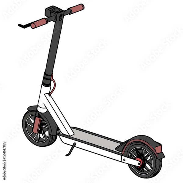 Obraz A detailed render of a contemporary electric scooty designed for easy urban transport featuring clean lines and a sturdy frame on a blank background