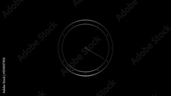 Fototapeta Dark black clock face with minimalist modern design on deep moody background