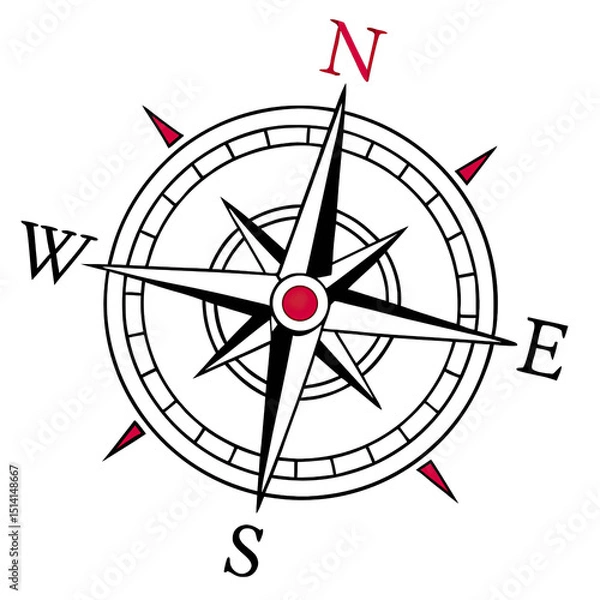 Obraz Compass icons showcase the cardinal directions of north south east and west featuring a traditional design with artistic elements for navigation and orientation