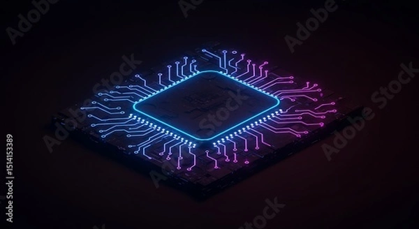 Obraz Neon Circuit Board Background