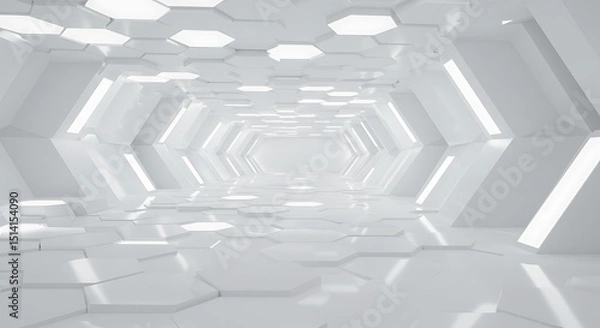 Obraz White Hexagon Tunnel Background