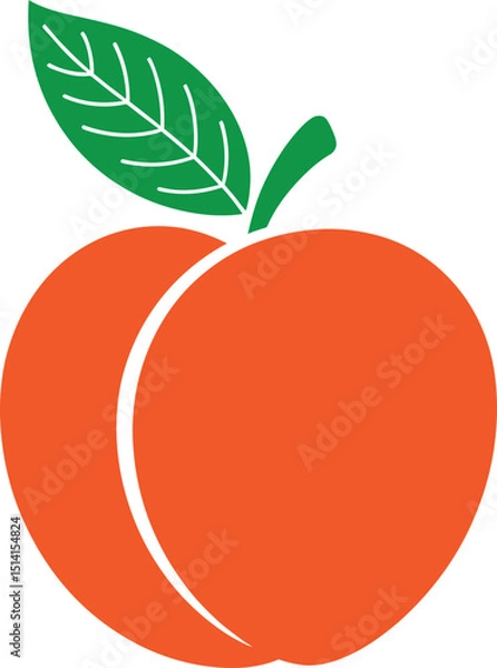 Fototapeta Peach Fruit with Leaf Vector