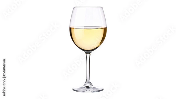 Fototapeta Celebratory crystal goblets of red wine and champagne, isolated on a white background, perfect for a luxury bar or restaurant's beverage and drink menu design