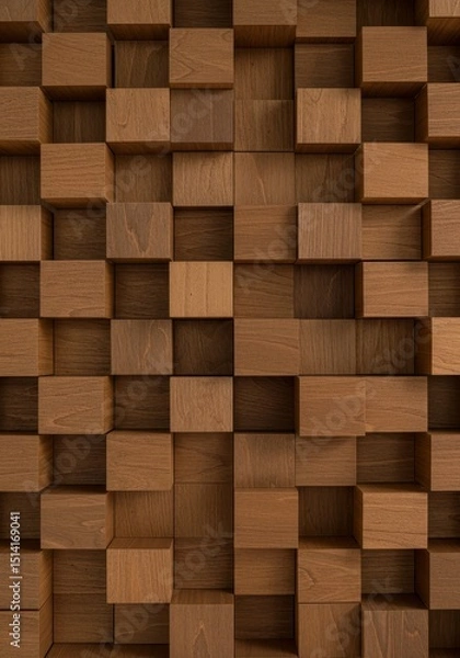 Fototapeta Abstract Wooden Blocks Texture Pattern Brown Decorative Background