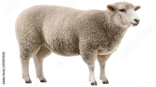 Fototapeta Full body portrait of sheep on black background in studio lighting