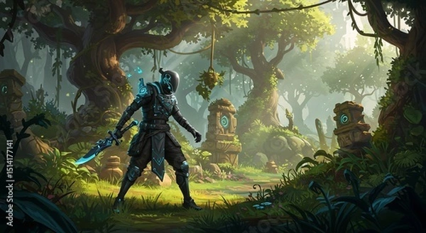 Obraz VR Fantasy Warrior in Forest