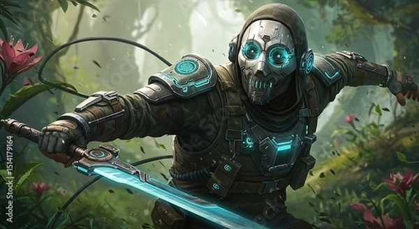 Obraz VR Warrior in Fantasy Forest Battle