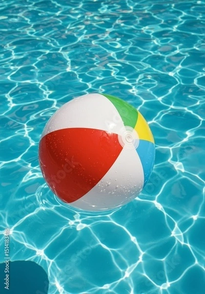 Obraz Photo of Beach Ball Reflects in Sparkling Blue Water of Pool