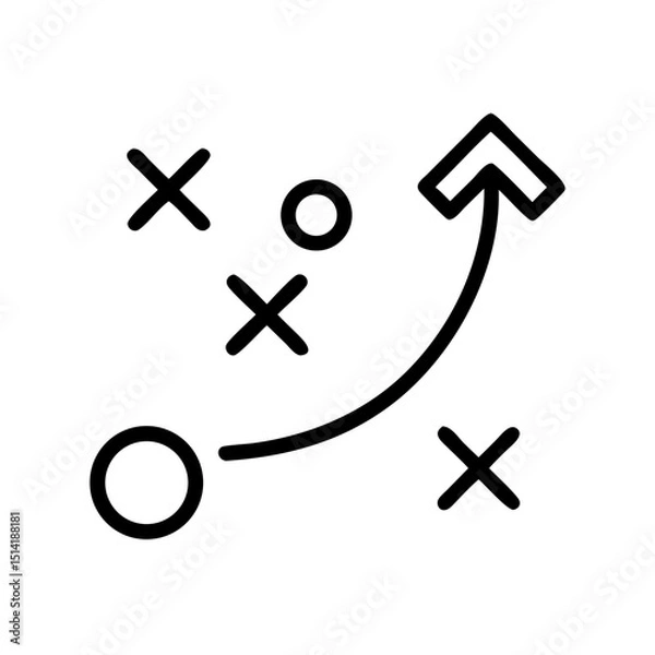 Fototapeta Strategic diagram with arrows and circles representing movement  