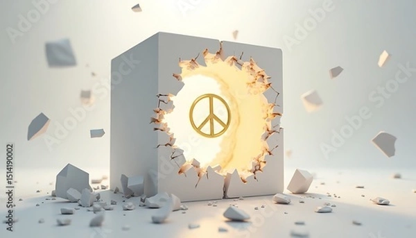 Obraz Peace Symbol Breaking Through White Cube