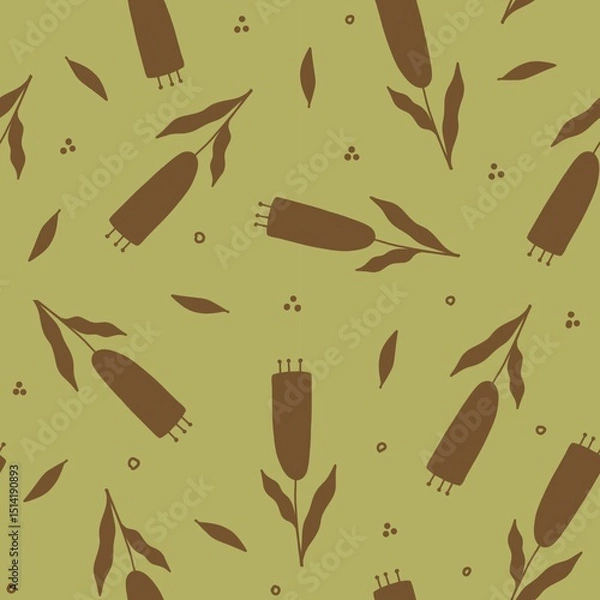 Obraz Olive brown flower seamless pattern