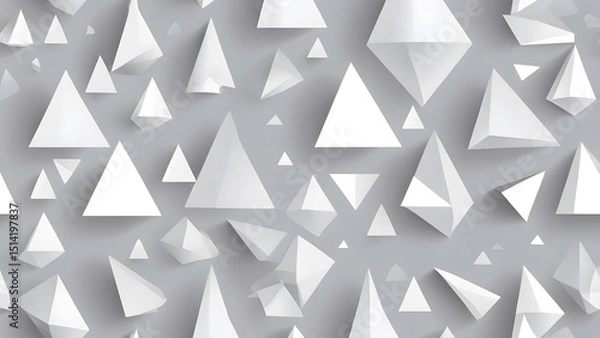 Fototapeta Abstract monochrome geometric pattern featuring various triangles in shades of black, white, and gray, perfect for modern design projects