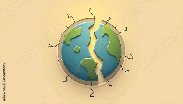 Obraz Cracked Earth Globe with Wires