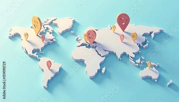 Obraz World Map with Location Pin