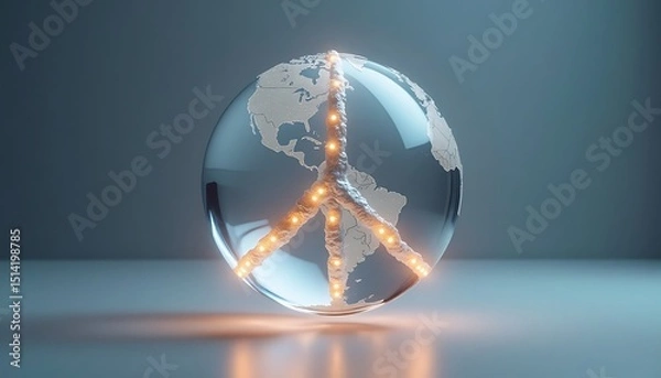 Obraz Globe with Peace Sign