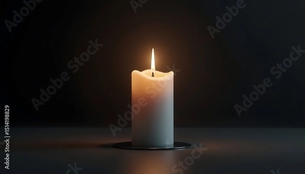 Obraz Burning Candle with Black Background