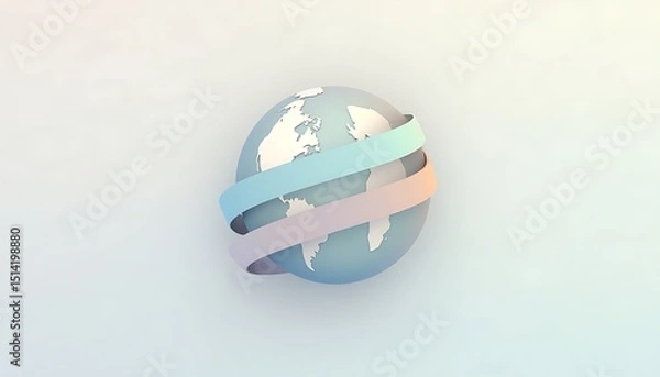 Obraz World Globe with Pastel Ribbons