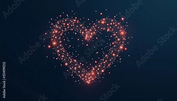 Obraz Glowing Heart Shape on Dark Blue Background