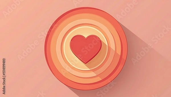 Obraz Red Heart on Target Rings