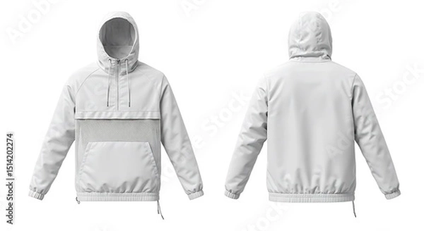 Obraz White Hooded Jacket Back View Mockup