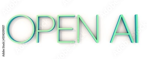 Obraz 3D text "open ai" on a white background. Machine learning.