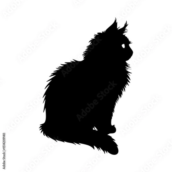 Fototapeta Black maine coon cat silhouette vector art for pet lovers and animal enthusiasts graphic design resource