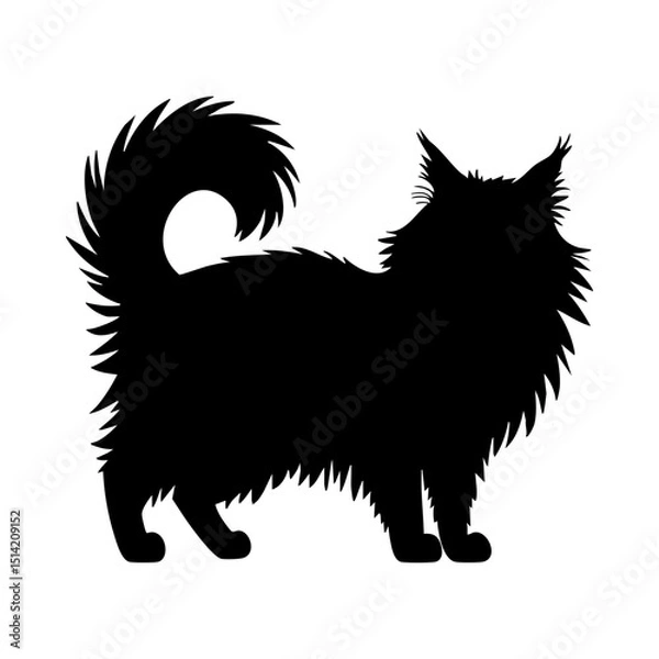 Fototapeta Black maine coon cat silhouette vector illustration for pet lovers and animal graphic design projects online use
