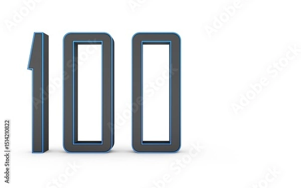 Obraz 3d number 100 on a white background.