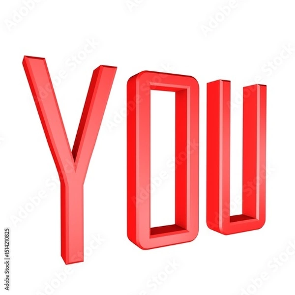 Obraz Red 3D inscription YOU on a white background.