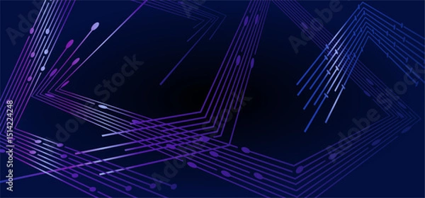 Fototapeta Geometric, overlapping light purple/blue lines on a navy background
