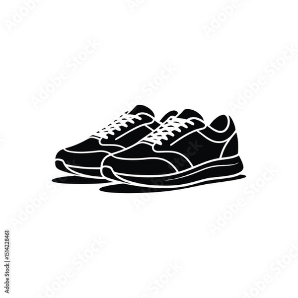 Obraz Pair of Running Shoes Icon with Laces on Transparent Background Flat Design