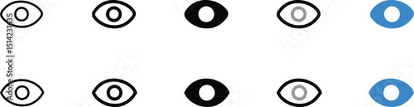 Fototapeta Set of Eye Icons in Various Colors