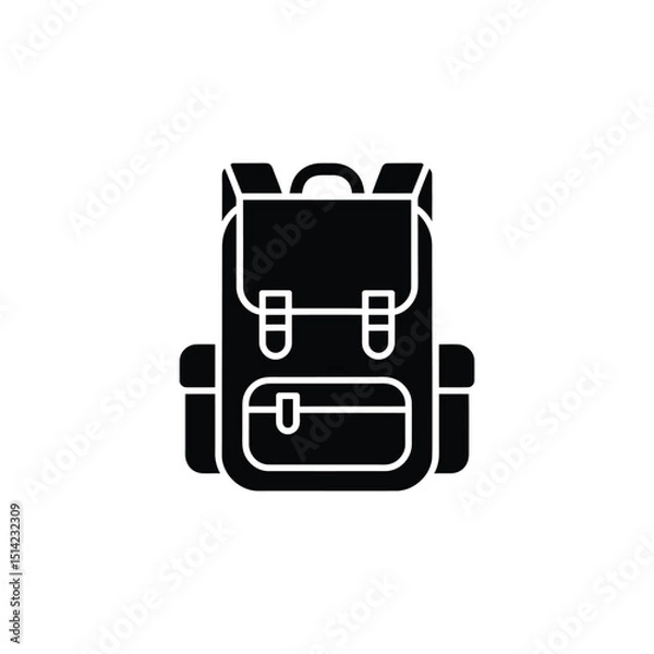 Fototapeta Rucksack Silhouette Icon Design, Travel Backpack Symbol on Transparent Background