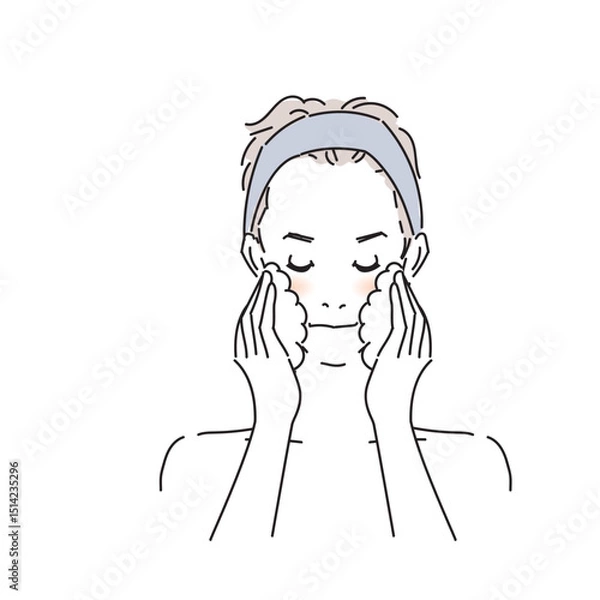 Obraz 丁寧にスキンケアをするかっこいい男性