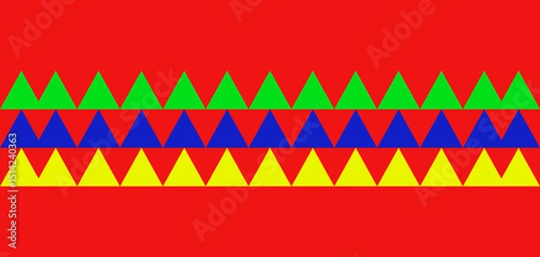 Fototapeta abstract geometric pattern. Seamless colorful triangle shape on red background. Festival and event background.