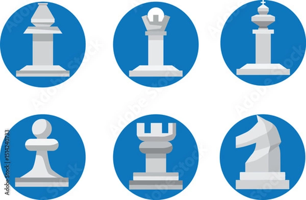 Obraz White chess graphic, strategic planning and competition communication, business and trade approach.
