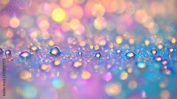 Obraz Sparkling water droplets with iridescent light