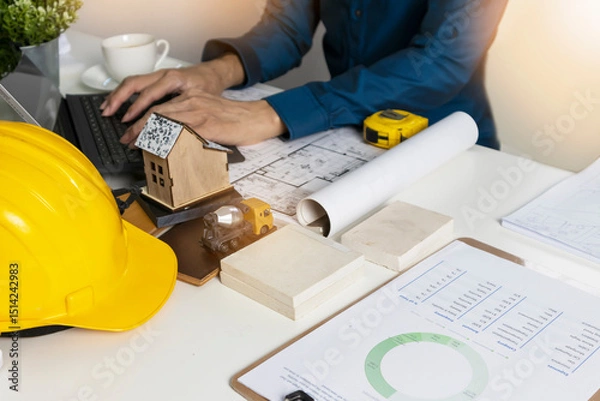 Obraz Engineers and architects must take into account the budget for work.,The use of money in the construction business,construction cost