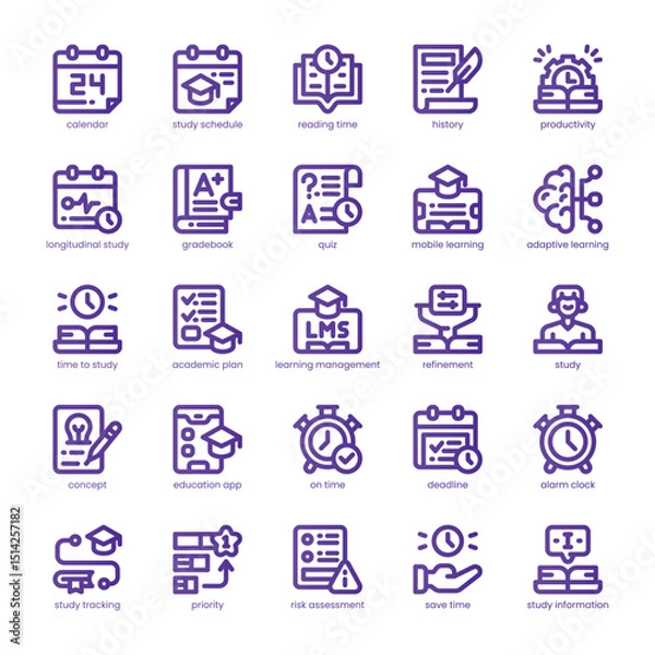 Fototapeta Study Schedule Icon pack for your website, mobile, presentation, and logo design. Study Schedule Icon line basic color design. Vector graphics illustration and editable stroke.
