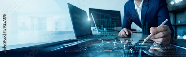 Obraz Global business structure of network. Expanding business scope and customers, Business growth, Analysis and data exchange customer connection, Customer service, Technology, Strategy and planning.