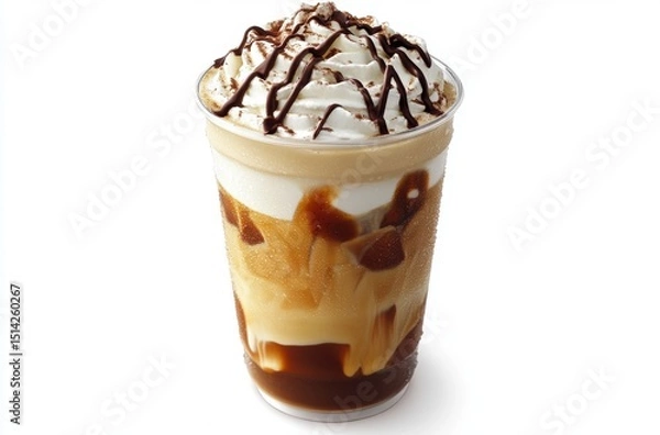 Obraz Iced coffee with whipped cream and chocolate drizzle